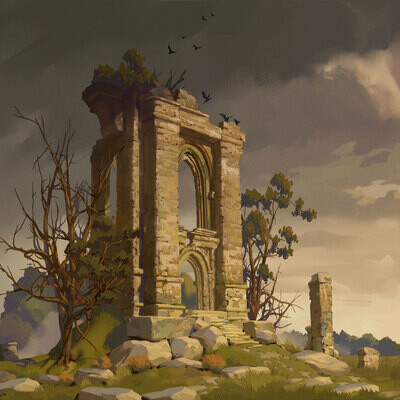 Echoes of the Forgotten: The Castle Ruins Under a Brooding Sky