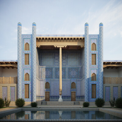 Exterior in Uzbek national style