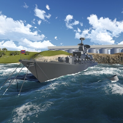 Missile cruiser Moskva. Lumion render.