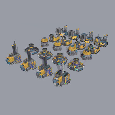 LowPoly Sci-FI Animated Building Pack