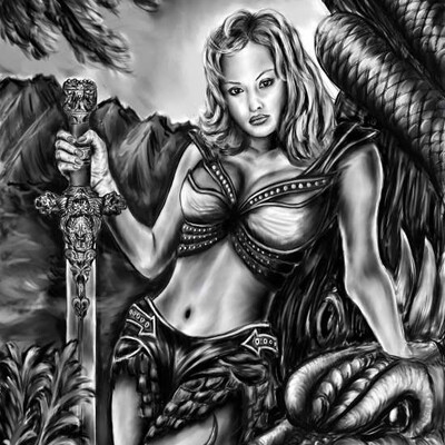 Amazon and Serpent (b/w)