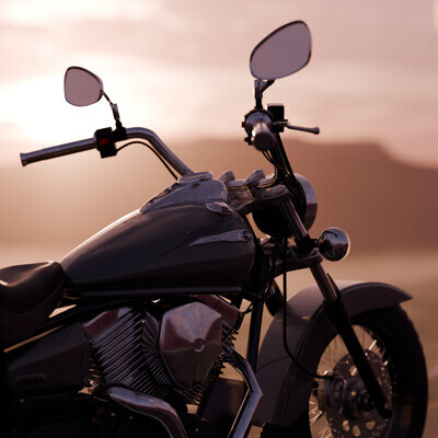 Мотоцикл YAMAHA DragStar 250 на закате