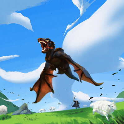 Dragon scares sheeps