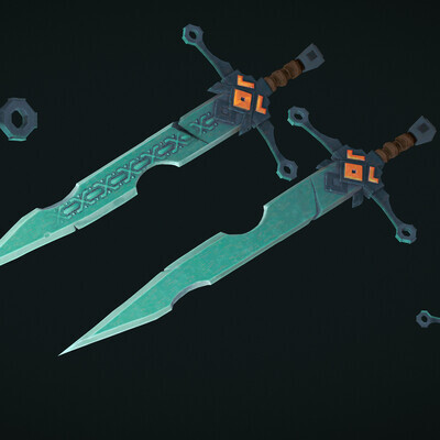 Fantasy Sword Low-Poly hand-painted