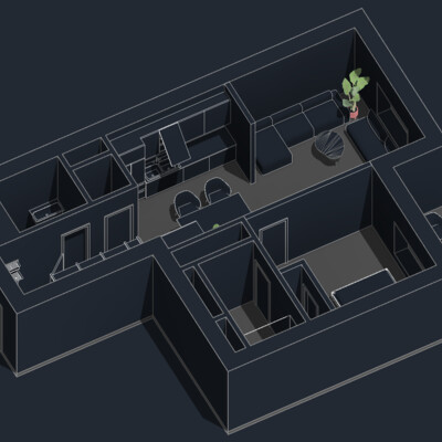 3d интерьер план квартиры Revit
