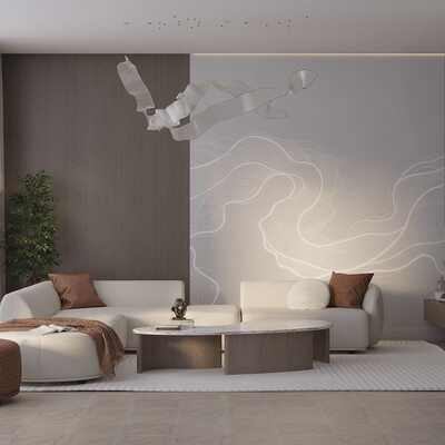 Living rom in terracotta color