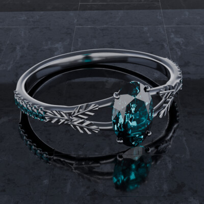 Silver Ring Aqua