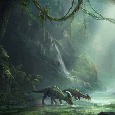 2d, 2dart, Matte Painting, Environments, Concept Art, Концепт-арт, окружение, концепт окружения, концепт арт окружения, динозавр