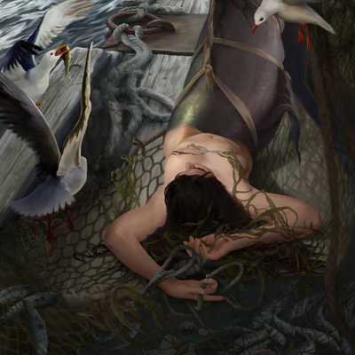 noai,, mermaids, Dark fantasy, illustration