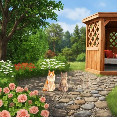Пейзаж с котами