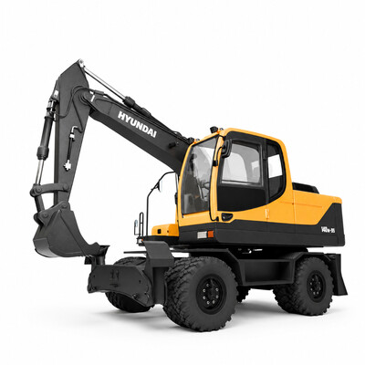 Hyundai Wheeled Excavator 3D Model Rigged Interior