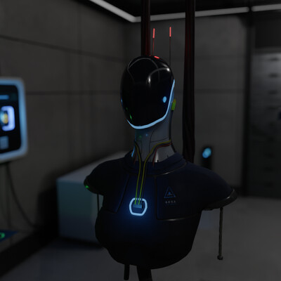 Sci-Fi Cybernetic Android Bust