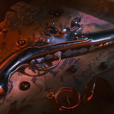 3d model pirate pistol