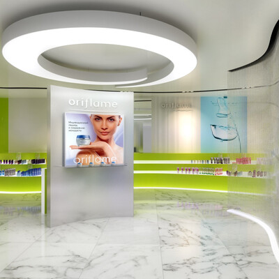 Проект интерьера магазина косметической компании Oriflame. Вариант 2