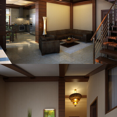 проект коттеджа в поселке Кубинка-60. Гостиная.